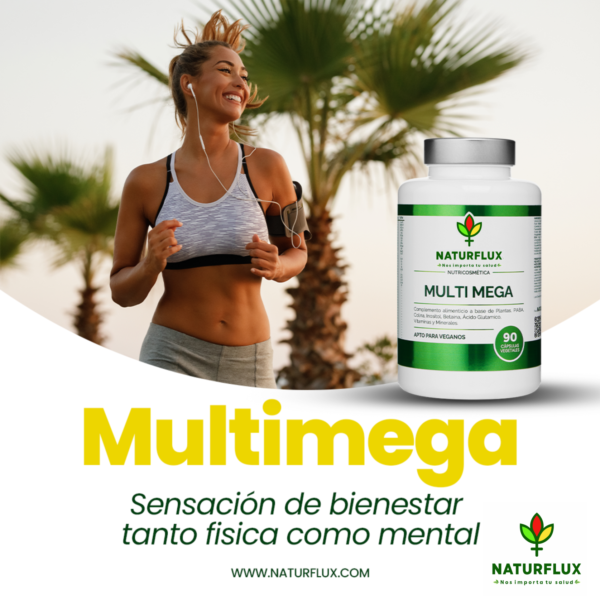 Multivitamínico MULTI MEGA mas de 40 Vitaminas y Minerales en una sola cápsula.