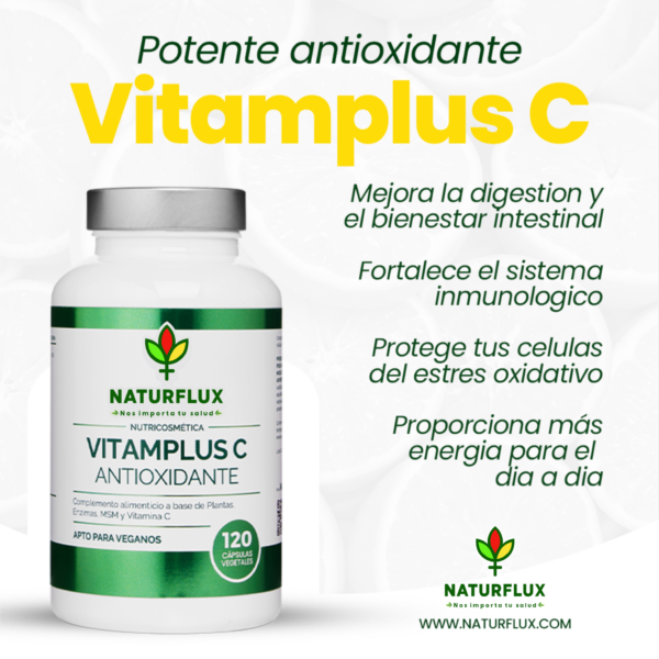 VITAMPLUS C - Vitamina C con complejo vegetal digestivo y antioxidante - 120 cápsulas