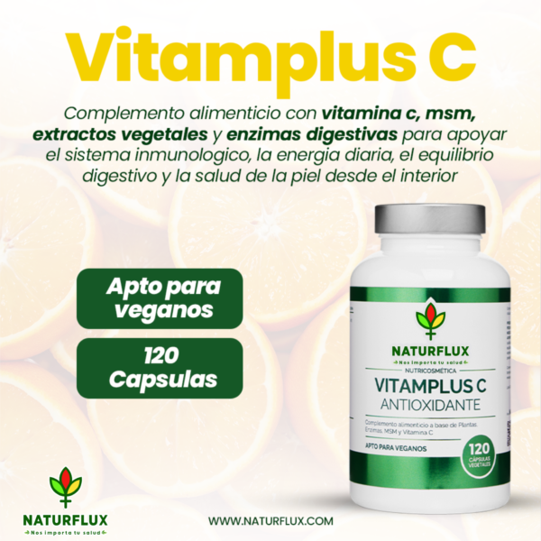 VITAMPLUS C - Vitamina C con complejo vegetal digestivo y antioxidante - 120 cápsulas