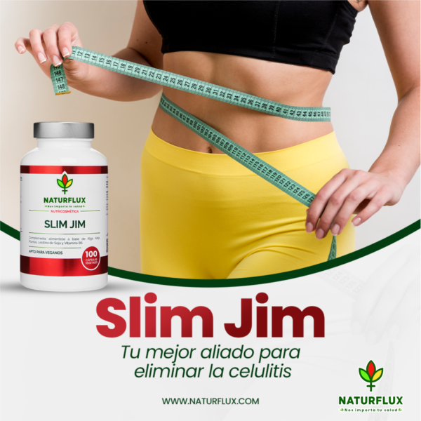 SLIM JIM. Anticelulítico Natural que Puede Ayudar a Reducir Celulitis, Grasas, Michelines, Piel de Naranja. 100 Cápsulas