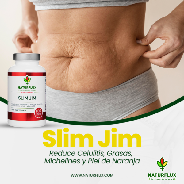SLIM JIM. Anticelulítico Natural que Puede Ayudar a Reducir Celulitis, Grasas, Michelines, Piel de Naranja. 100 Cápsulas