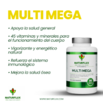 Multivitamínico MULTI MEGA mas de 40 Vitaminas y Minerales en una sola cápsula.