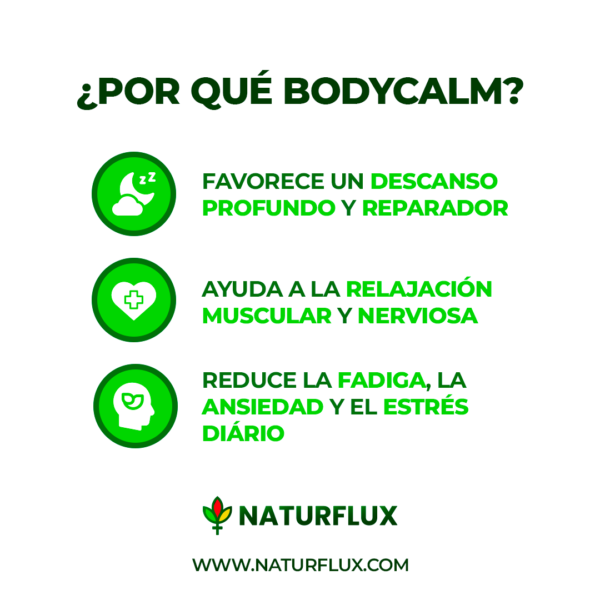 BODYCALM. Relajante natural que ayuda a reducir el estrés y la ansiedad. Para un descanso reparador y profundo. 120 cápsulas