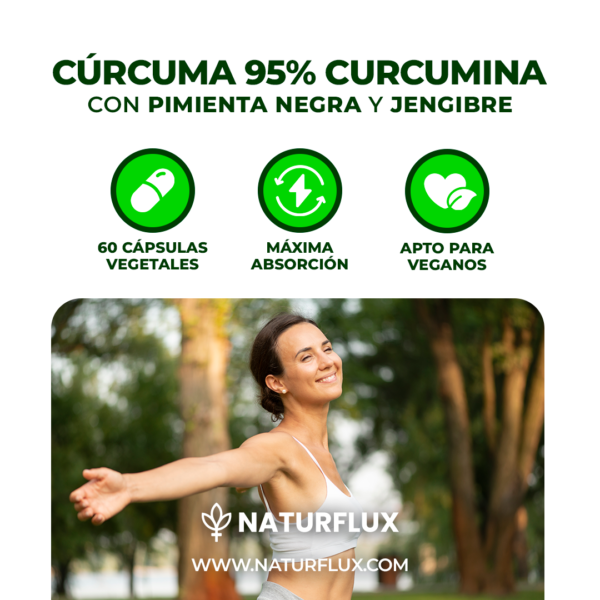 CÚRCUMA 95% de Curcumina con Pimienta Negra y Jengibre. 60 cápsulas