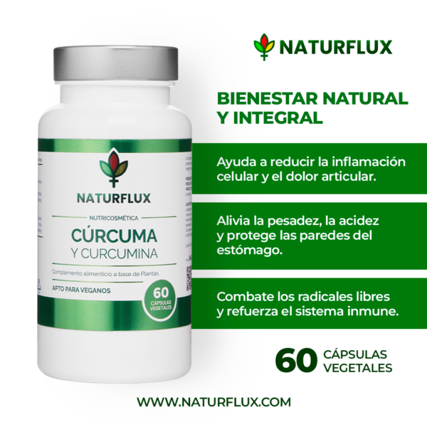CÚRCUMA 95% de Curcumina con Pimienta Negra y Jengibre. 60 cápsulas