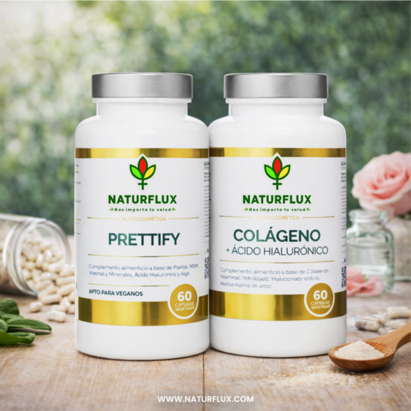 PACK REJUVENECEDOR ANTIARRUGAS. Prettify y Colágeno con Ácido Hialurónico + Vit. C