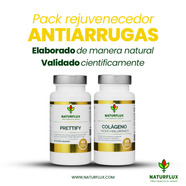 PACK REJUVENECEDOR ANTIARRUGAS. Prettify y Colágeno con Ácido Hialurónico + Vit. C