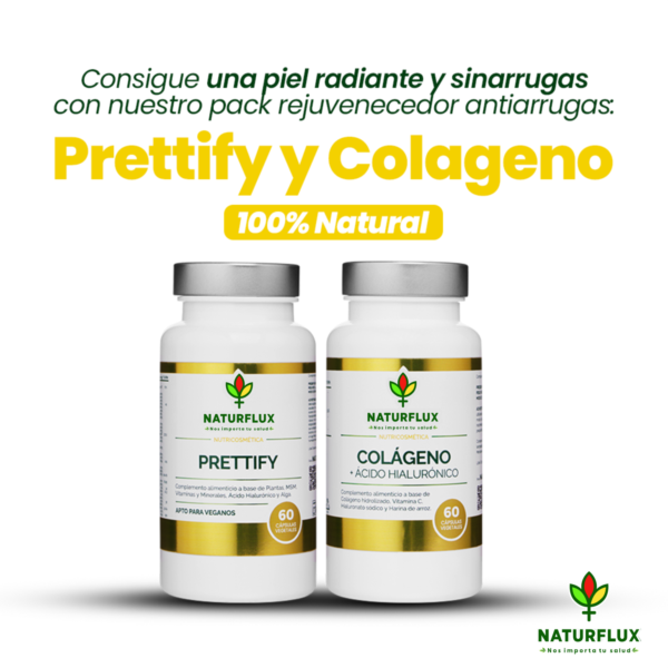PACK REJUVENECEDOR ANTIARRUGAS. Prettify y Colágeno con Ácido Hialurónico + Vit. C