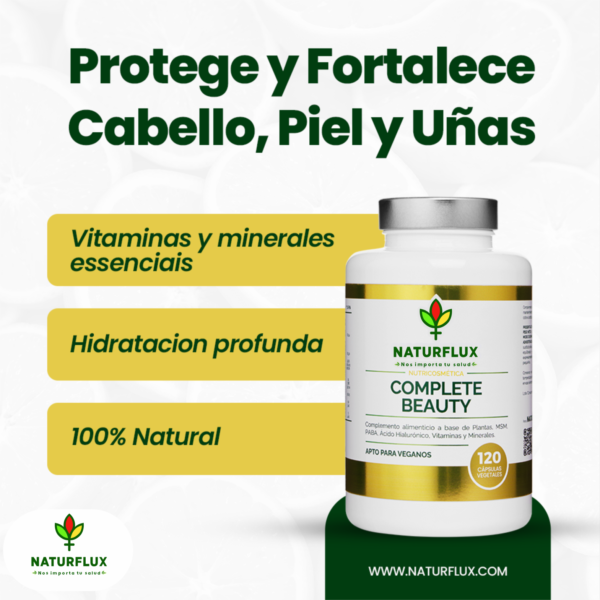 COMPLETE BEAUTY Puede Fortalecer Cabello Piel y Uñas, Prevenir la Caída del Pelo y darle Fuerza y Brillo. 120 Cápsulas