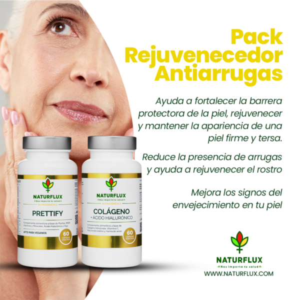 PACK REJUVENECEDOR ANTIARRUGAS. Prettify y Colágeno con Ácido Hialurónico + Vit. C