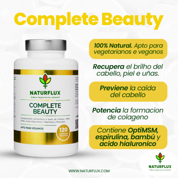 COMPLETE BEAUTY Puede Fortalecer Cabello Piel y Uñas, Prevenir la Caída del Pelo y darle Fuerza y Brillo. 120 Cápsulas
