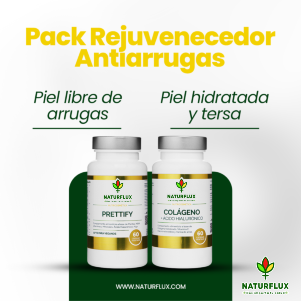 PACK REJUVENECEDOR ANTIARRUGAS. Prettify y Colágeno con Ácido Hialurónico + Vit. C