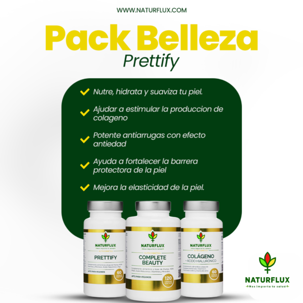 PACK BELLEZA: Complete Beauty, Prettify y Colágeno con Ácido Hialuronico + Vit. C.
